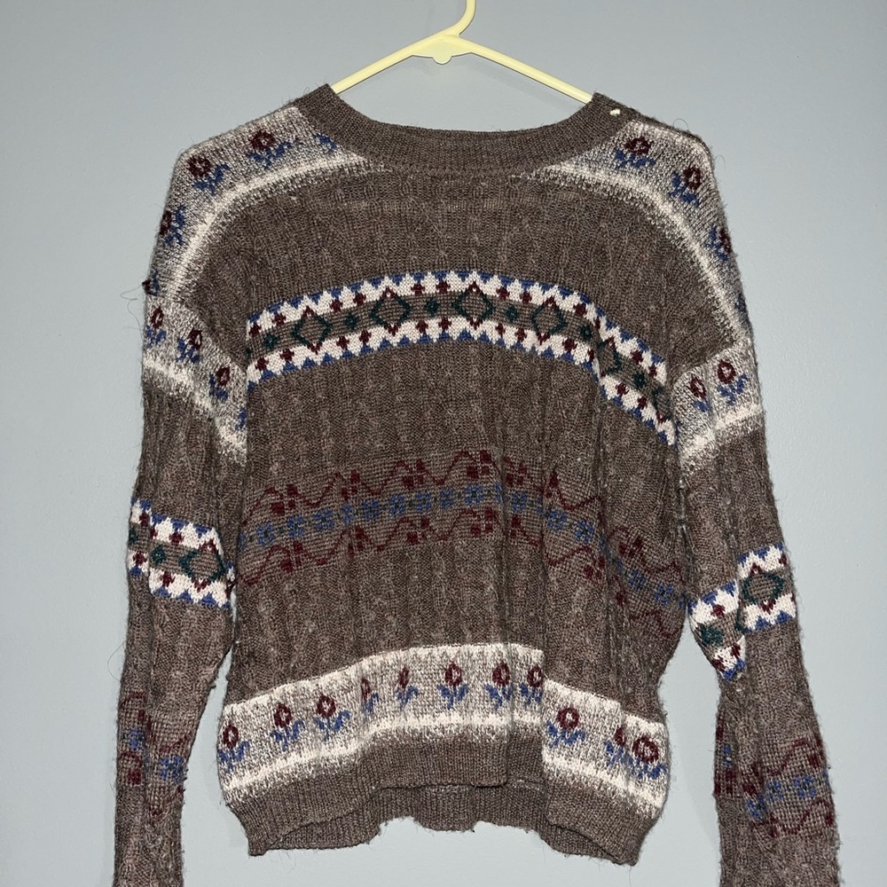 Brown Patterned Wool Sweater